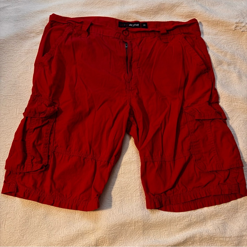 Active USA Men's Bold Red Cargo Shorts